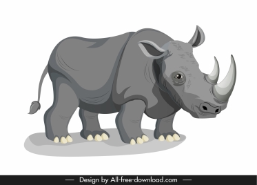 wild rhino icon grey sketch