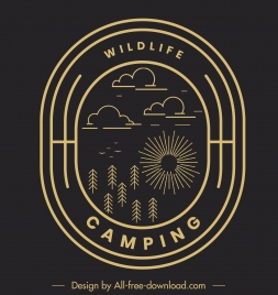 wildlife camping logotype dark flat nature elements sketch
