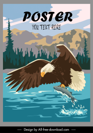 wildlife poster dynamic hunting eagle sketch