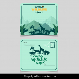 wildlife preservation cards collection animals silhouette mountain scene decor