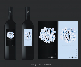 wine bottle packaging template flowers decor
