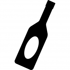 wine bottle sign icon flat black white sketch