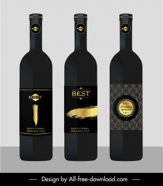 wine bottles templates elegant luxury black decor