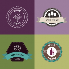 wine logo sets various circle styles flat decoration