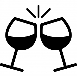 wineglass clinking sign icon flat black white dynamic sketch