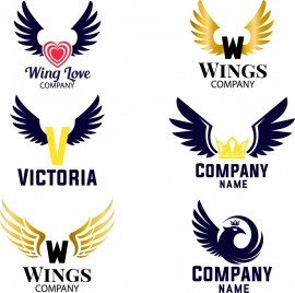 wings logotypes collection various flat design