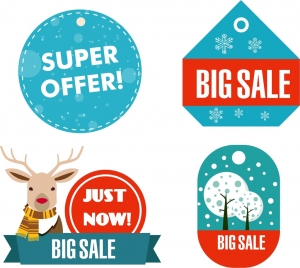 winter sale badges collection various shapes ornament