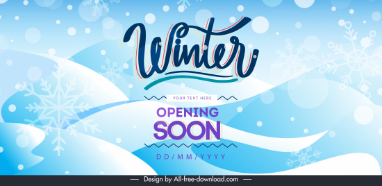 winter sale banner template bright blue snowflakes decor