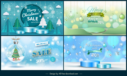 winter sale banners templates collection elegant modern xmas decor