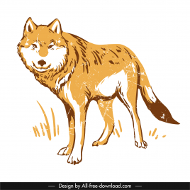 wolf animal icon classical handdrawn sketch