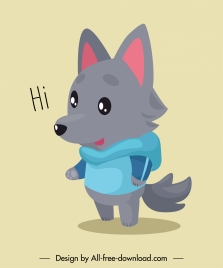 wolf character icon cute stylized cartoon sketch