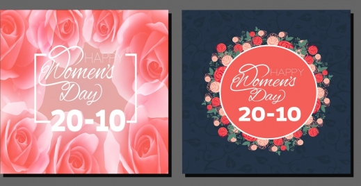 woman day banner red roses decoration calligraphy design