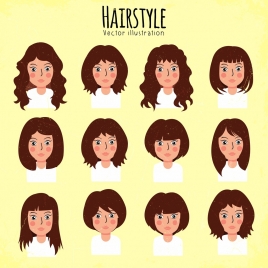 woman hairstyle collection young style portrait design