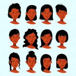 women hairstyle collection portrait design dark skin