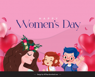 womens day backdrop template cute dynamic cartoon characters