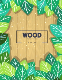wood background green leaves decoration