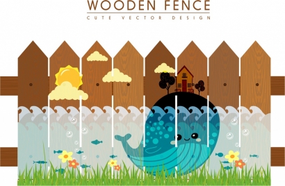 wooden fence design template marine life decoration