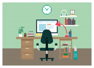 working place vector illustration with colored style