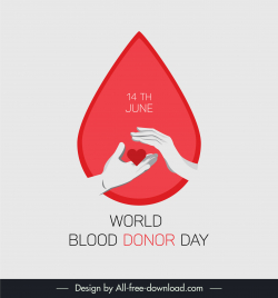 world blood donation day banner template hands heart droplet shape sketch