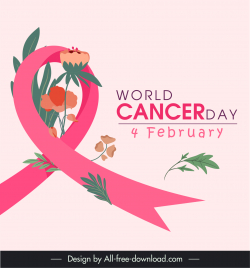world cancer day poster template ribbon nature elements decor