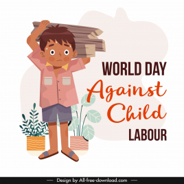 world day against child labour cute poor boy cartoon