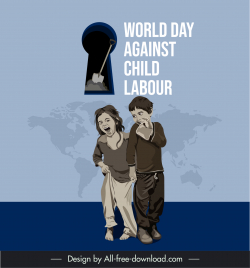 world day against child labour poster template cartoon design children world map sketch