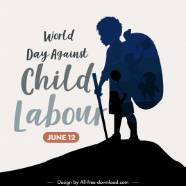 world day against child labour poster template dark silhouette