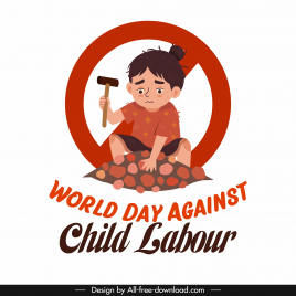 world day against child labour poster template dynamic cartoon hardworking kid