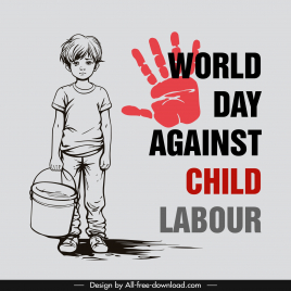 world day against child labour poster template handdrawn cartoon