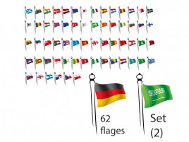 world flags for 62 countries with  flagstaff