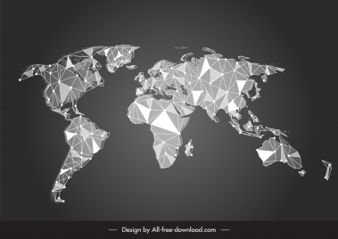 world map sign 3d low polygonal monochrome decor