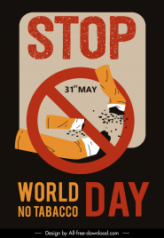 world no tobacco day poster template handdrawn retro