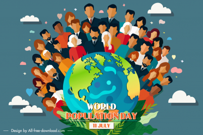 world population day template cartoon human globe