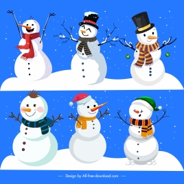 xmas background cute stylized snowman charactersdecor