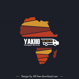 yakho transport services logotype flat map truck sketch