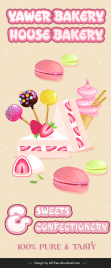 yawer bakery house bakery advertising banner elegant dynamic ice cream cake candies fruits sketch