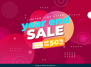 year end sales banner template abstract circles decor