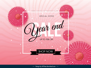 year end sales banner template oriental fans twist decor