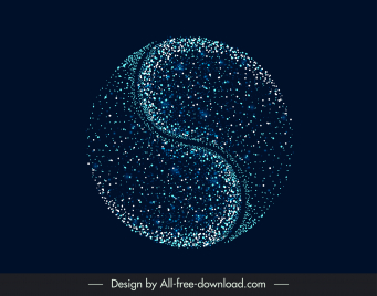 ying yang concept backdrop sparkling stars circle curves layout