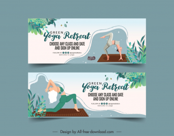 yoga banner template dynamic stretching woman