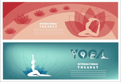 yoga banner templates human silhouette lotus icons decoration