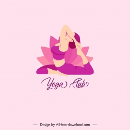 yoga club logotype lady stretch lotus sketch