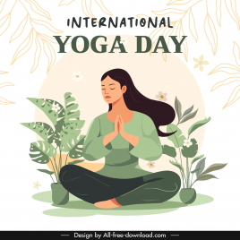 yoga international day banner template cartoon classic design