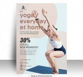 yoga poster discount template dynamic exercising lady