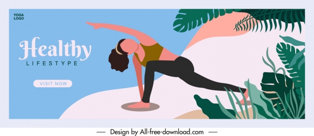 yoga poster exercising lady sketch leaves decor