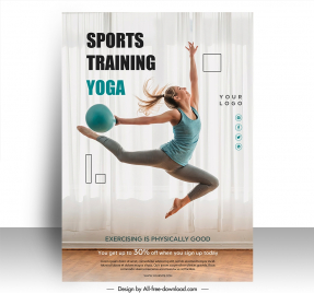 yoga training poster template dynamic jumping woman
