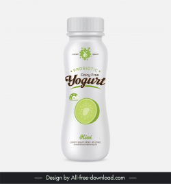 yogurt bottle packaging template elegant bright kiwi slice