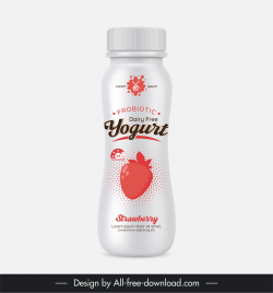 yogurt bottle packaging template elegant strawberry