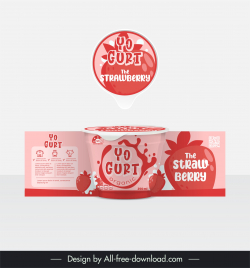 yogurt packaging template dynamic splashing milk strawberry decor