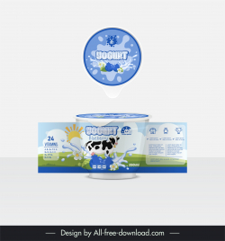 yogurt packaging template elegant dynamic milk blueberry decor